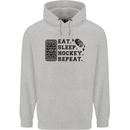 Eat Sleep Hockey Repeat Street Ice Funny Mens 80% Cotton Hoodie Sports Grey
