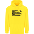 Eat Sleep Hockey Repeat Street Ice Funny Mens 80% Cotton Hoodie Yellow