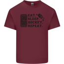 Eat Sleep Hockey Repeat Street Ice Funny Mens Cotton T-Shirt Tee Top Maroon
