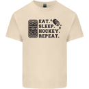 Eat Sleep Hockey Repeat Street Ice Funny Mens Cotton T-Shirt Tee Top Natural