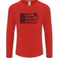 Eat Sleep Hockey Repeat Street Ice Funny Mens Long Sleeve T-Shirt Red