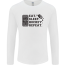 Eat Sleep Hockey Repeat Street Ice Funny Mens Long Sleeve T-Shirt White