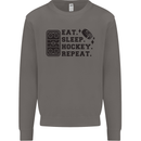 Eat Sleep Hockey Repeat Street Ice Funny Mens Sweatshirt Jumper Charcoal