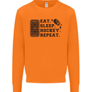 Eat Sleep Hockey Repeat Street Ice Funny Mens Sweatshirt Jumper Orange