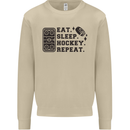 Eat Sleep Hockey Repeat Street Ice Funny Mens Sweatshirt Jumper Sand