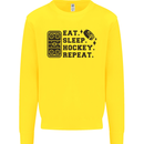 Eat Sleep Hockey Repeat Street Ice Funny Mens Sweatshirt Jumper Yellow