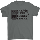 Eat Sleep Hockey Repeat Street Ice Funny Mens T-Shirt 100% Cotton Charcoal