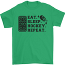 Eat Sleep Hockey Repeat Street Ice Funny Mens T-Shirt 100% Cotton Irish Green