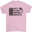 Eat Sleep Hockey Repeat Street Ice Funny Mens T-Shirt 100% Cotton Light Pink