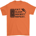 Eat Sleep Hockey Repeat Street Ice Funny Mens T-Shirt 100% Cotton Orange