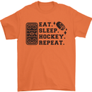 Eat Sleep Hockey Repeat Street Ice Funny Mens T-Shirt 100% Cotton Orange