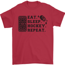 Eat Sleep Hockey Repeat Street Ice Funny Mens T-Shirt 100% Cotton Red