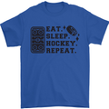 Eat Sleep Hockey Repeat Street Ice Funny Mens T-Shirt 100% Cotton Royal Blue