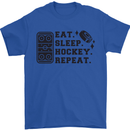 Eat Sleep Hockey Repeat Street Ice Funny Mens T-Shirt 100% Cotton Royal Blue