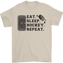 Eat Sleep Hockey Repeat Street Ice Funny Mens T-Shirt 100% Cotton Sand