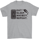 Eat Sleep Hockey Repeat Street Ice Funny Mens T-Shirt 100% Cotton Sports Grey