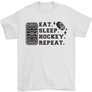 Eat Sleep Hockey Repeat Street Ice Funny Mens T-Shirt 100% Cotton White