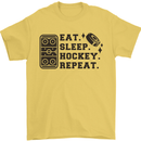 Eat Sleep Hockey Repeat Street Ice Funny Mens T-Shirt 100% Cotton Yellow