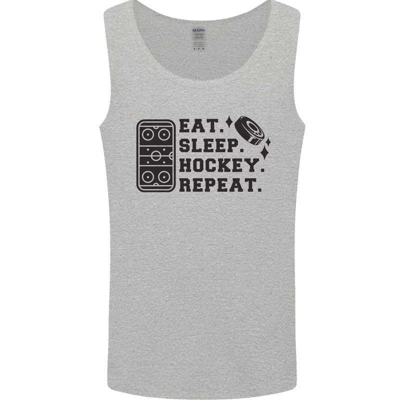 Eat Sleep Hockey Repeat Street Ice Funny Mens Vest Tank Top Sports Grey