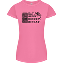 Eat Sleep Hockey Repeat Street Ice Funny Womens Petite Cut T-Shirt Azalea