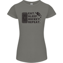 Eat Sleep Hockey Repeat Street Ice Funny Womens Petite Cut T-Shirt Charcoal