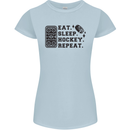 Eat Sleep Hockey Repeat Street Ice Funny Womens Petite Cut T-Shirt Light Blue