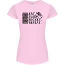 Eat Sleep Hockey Repeat Street Ice Funny Womens Petite Cut T-Shirt Light Pink