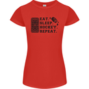 Eat Sleep Hockey Repeat Street Ice Funny Womens Petite Cut T-Shirt Red