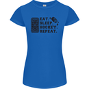 Eat Sleep Hockey Repeat Street Ice Funny Womens Petite Cut T-Shirt Royal Blue
