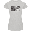 Eat Sleep Hockey Repeat Street Ice Funny Womens Petite Cut T-Shirt Sports Grey