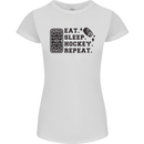 Eat Sleep Hockey Repeat Street Ice Funny Womens Petite Cut T-Shirt White