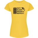 Eat Sleep Hockey Repeat Street Ice Funny Womens Petite Cut T-Shirt Yellow