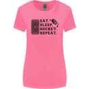 Eat Sleep Hockey Repeat Street Ice Funny Womens Wider Cut T-Shirt Azalea