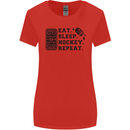 Eat Sleep Hockey Repeat Street Ice Funny Womens Wider Cut T-Shirt Red