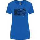 Eat Sleep Hockey Repeat Street Ice Funny Womens Wider Cut T-Shirt Royal Blue