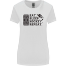 Eat Sleep Hockey Repeat Street Ice Funny Womens Wider Cut T-Shirt White
