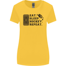 Eat Sleep Hockey Repeat Street Ice Funny Womens Wider Cut T-Shirt Yellow