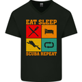 Eat Sleep Scuba Repeat Funny Scuba Diving Diver Mens V-Neck Cotton T-Shirt Black