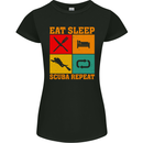 Eat Sleep Scuba Repeat Funny Scuba Diving Diver Womens Petite Cut T-Shirt Black