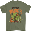 Eat Your Vegetables Funny Vegan Vegetarian Mens T-Shirt 100% Cotton Military Green