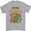 Eat Your Vegetables Funny Vegan Vegetarian Mens T-Shirt 100% Cotton Sports Grey