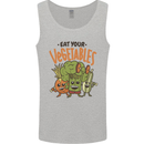 Eat Your Vegetables Funny Vegan Vegetarian Mens Vest Tank Top Sports Grey