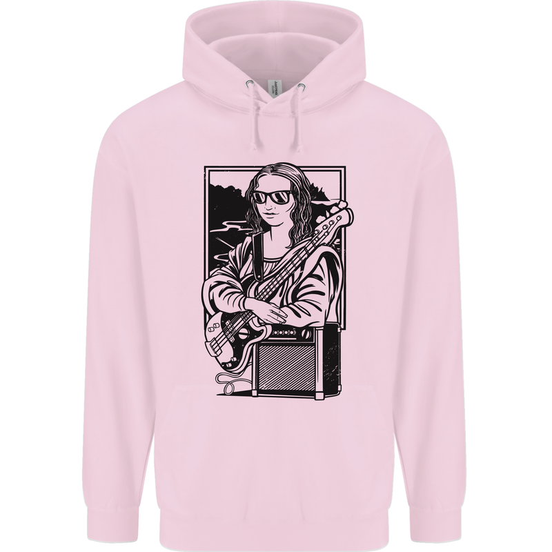 Electric Guitar Mona Lisa Rock Music Player Childrens Kids Hoodie Light Pink