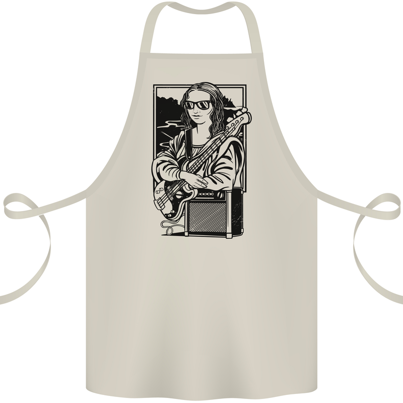 Electric Guitar Mona Lisa Rock Music Player Cotton Apron 100% Organic Natural