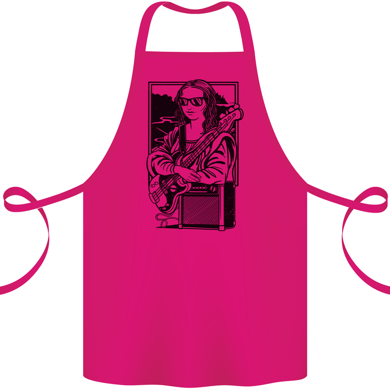 Electric Guitar Mona Lisa Rock Music Player Cotton Apron 100% Organic Pink