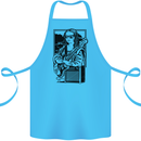 Electric Guitar Mona Lisa Rock Music Player Cotton Apron 100% Organic Turquoise