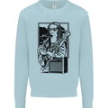 Electric Guitar Mona Lisa Rock Music Player Kids Sweatshirt Jumper Light Blue