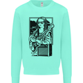 Electric Guitar Mona Lisa Rock Music Player Kids Sweatshirt Jumper Peppermint
