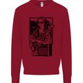 Electric Guitar Mona Lisa Rock Music Player Kids Sweatshirt Jumper Red