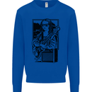 Electric Guitar Mona Lisa Rock Music Player Kids Sweatshirt Jumper Royal Blue